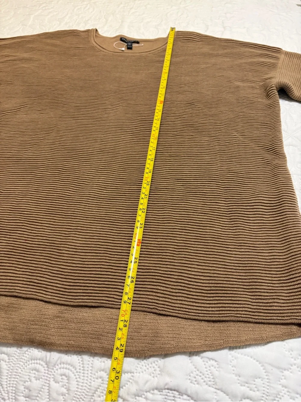 EILEEN FISHER Camel Ribbed Organic Cotton-Blend Crewneck Sweater